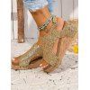 Sequin Decor Peep Toe Hook-and-loop Fastener Slingback Thick Wedge Sandals - d'or EU 40