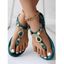 Rhinestone Decor Toe Post Beach Summer Sandals Outdoor Flip Flop Slippers Metal Flat Shoes - Noir EU 38