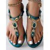 Rhinestone Decor Toe Post Beach Summer Sandals Outdoor Flip Flop Slippers Metal Flat Shoes - Vert profond EU 38