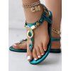 Rhinestone Decor Toe Post Beach Summer Sandals Outdoor Flip Flop Slippers Metal Flat Shoes - Vert profond EU 43
