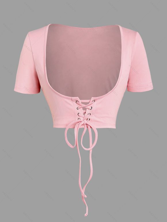 Ensemble de Robe Fleurie Imprimée à Taille Haute sans Manches à Lacets et de Haut Court - Rose clair M | US 6