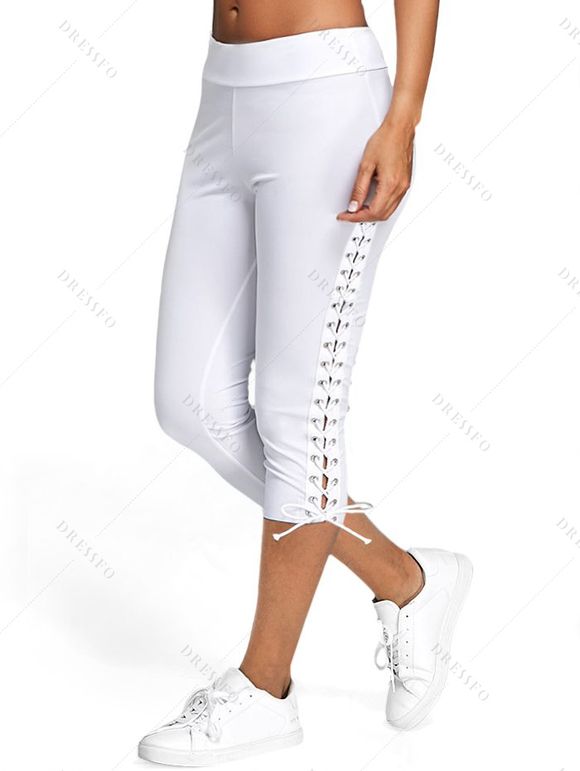 T-shirt Contrasté Papillon Anneau en O en Arrière et Legging Deux Pièces - Blanc S | US 4