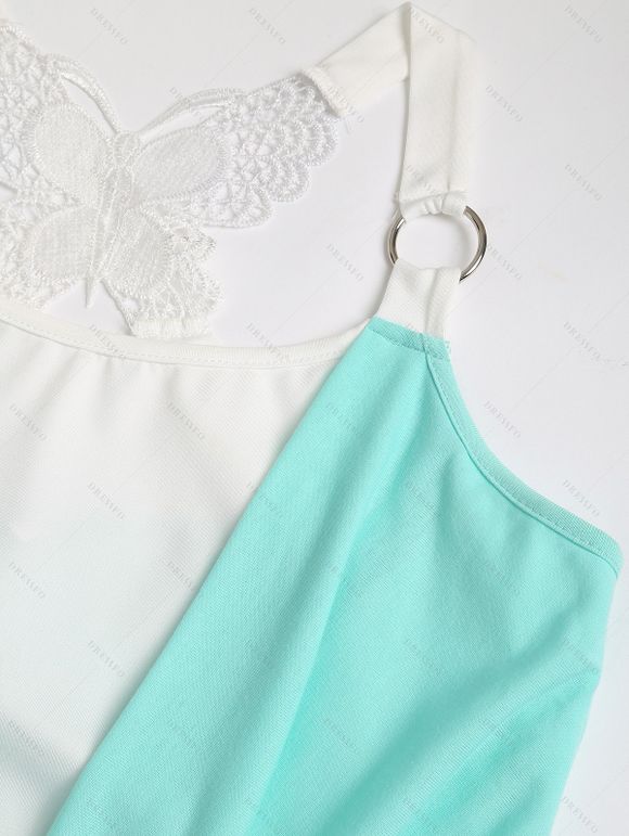 T-shirt Contrasté Papillon Anneau en O en Arrière et Legging Deux Pièces - Blanc S | US 4