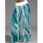 Pantalon Décontracté Long Imprimé Turquoise à Taille Élastique - Vert profond XL | US 12