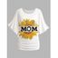 T-shirt Lâche Tournesol Imprimé à Epaule Dénudée à Manches Chauve-souris à Ourlet Oblique - Blanc L | US 8-10