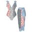 Maillot de Bain Plongeant Noué Transparent Une Epaule avec Jupe Longue Couverture - multicolor M | US 6
