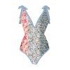 Maillot de Bain Plongeant Noué Transparent Une Epaule avec Jupe Longue Couverture - Rose clair XL | US 10