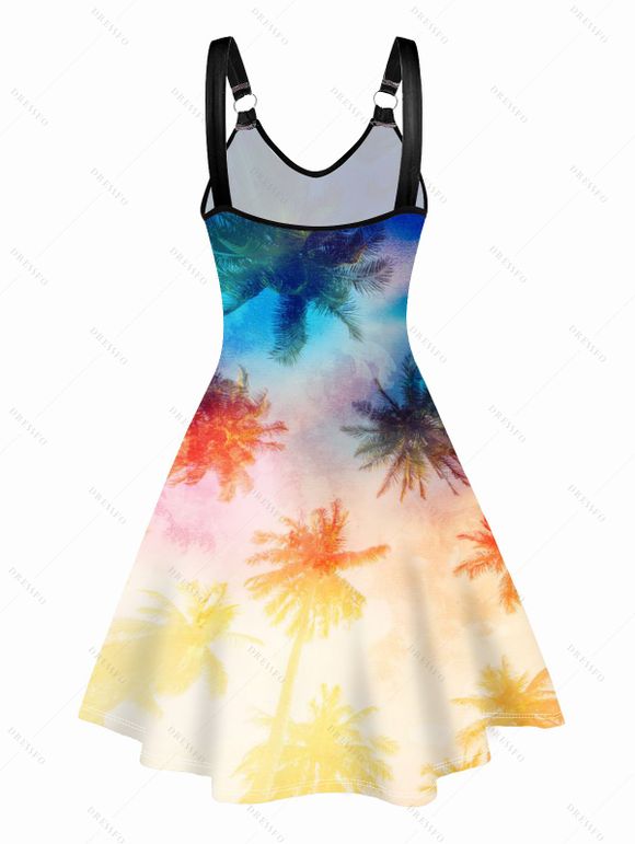 Robe Ligne A Arbre Coloré Imprimé Partout à Bretelle sans Manches - multicolor A M | US 6