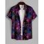 Chemise Décontractée Boutonnée Etoile Lune Soleil Galaxie Imprimés à Manches Courtes - Noir L