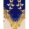 Ensemble Couverture Cape Transparent Imprimé Papillon à Col Plongeant et Jupe - Bleu profond S | US 4