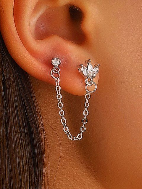 1 Pc New Faux Crystal Tassels Chain Ear Cuff