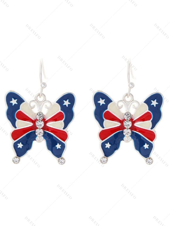 Boucles D'Oreilles Motif de Papillon Drapeau Américain Journée - multicolor 