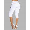 Legging Capri Moulant Décontracté Papillon Imprimé à Taille Elastique - Blanc XL | US 12