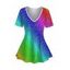 T-shirt Imprimé Viscose Lumière Arc-en-ciel à Col en V - multicolor A S | US 4