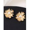 Boucles D'Oreilles Asymétriques Élégantes Motif Géométrique Fleur et Perle Style Vintage - d'or 