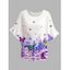 T-shirt Fleuri Papillon Imprimé Lâche Ourlet Oblique à Manches Chauve-souris - Blanc XL | US 12