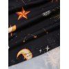 Robe Ligne A à Bretelle Etoile Lune Soleil Galaxie Imprimés sans Manches - Noir S | US 4