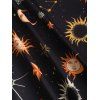 Robe Ligne A à Bretelle Etoile Lune Soleil Galaxie Imprimés sans Manches - Noir S | US 4