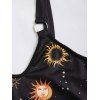 Robe Ligne A à Bretelle Etoile Lune Soleil Galaxie Imprimés sans Manches - Noir S | US 4