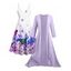 Costume de Cardigan Transparent Ouvert en Avant à Bretelle Fleuri Papillon Imprimé en Couleur Unie et Robe - Violet clair XXL | US 14