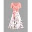Ensemble de Robe Ligne A Fleur de Pêcher et de T-shirt Cahce-cœur avec Nœud Papillon Deux Pièces - Rose clair S