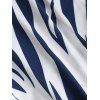 T-shirt Rayé Imprimé Croisé à Manches Courtes de Grande Taille - Bleu profond 5XL | US 22