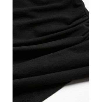 Solid Color V Notch Chain Decor Crossover Cap Sleeve T Shirt 