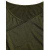T-shirt Bouclé Superposé en Couleur Unie à Col V à Volants - Vert profond XL | US 12