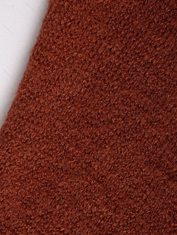 Haut Tricoté Plié Ceinturé en Couleur Unie à Col Bénitier - Orange Foncé S | US 4