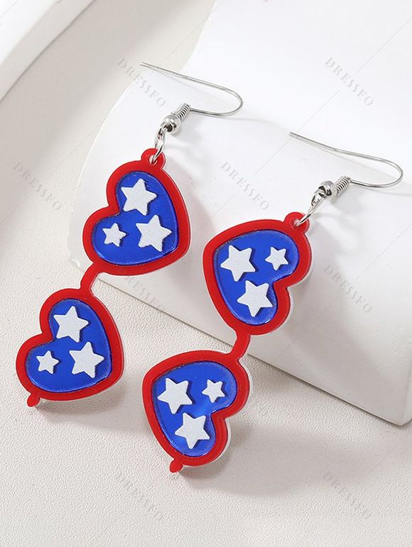 Boucles D'Oreilles Échangeables Tendances Motif Drapeau Américain dans la Journée - multicolor 