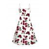 Rose Print V Neck Sleeveless Summer Cami Dress - Blanc M | US 6