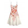 Flower Print V Neck Sleeveless Summer A Line Cami Dress - Blanc S | US 4