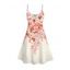 Flower Print V Neck Sleeveless Summer A Line Cami Dress - Blanc S | US 4
