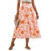 Fashion Floral Print Elastic Waist Summer Beach Skirt - Orange XL | US 12