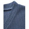 T-shirt Décontracté Texturé Boutonné en Couleur Unie à Manches Longues à Col V - Bleu profond L | US 8-10