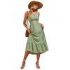 Solid Color Clip Dot Sheer Waist V Neck Cami Dress Sleeveless High Waist Summer Tiered Dress - Vert clair L | US 8-10