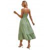 Solid Color Clip Dot Sheer Waist V Neck Cami Dress Sleeveless High Waist Summer Tiered Dress - Vert clair S | US 4