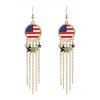 Independence Day American Flag Element Star Chain Fringe Geometric Earrings - d'or 