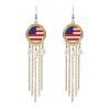 Independence Day American Flag Element Faux Pear Fringe Chain Geometric Earrings - d'or 