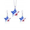 New Independence Day American Flag Element Faux Rhinestone Star Necklace and Earrings Set - Argent 