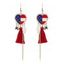 Independence Day American Flag Element Faux Rhinestone Star Heart Chain Fringe Earrings - d'or 