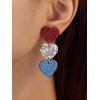 Boucles D'Oreilles Drapeau Américain Cœur Eclaboussé à Frange - multicolor 