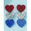 Independence Day American Flag Element Heart Fringe Earrings - multicolor 
