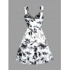 Paisley Print Front Lace-Up Cami Dress Sleeveless A Line Dress - Blanc S | US 4