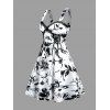 Paisley Print Front Lace-Up Cami Dress Sleeveless A Line Dress - Blanc XL | US 12