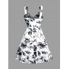 Paisley Print Front Lace-Up Cami Dress Sleeveless A Line Dress - Blanc XL | US 12