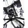 Paisley Print Front Lace-Up Cami Dress Sleeveless A Line Dress - Blanc XXL | US 14