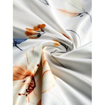 Floral Print Metal Ring Shoulder Crossover Bust Sleeveless Casual Tank Dress