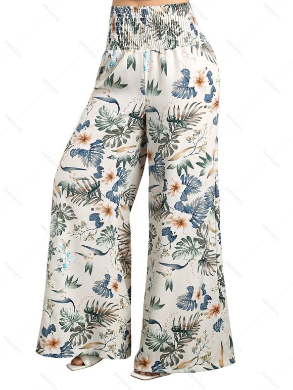 Haut Texturé Imprimé sans Manches à Col Carré et Pantalon à Taille Elastique - Vert clair L | US 8-10