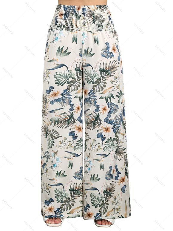 Haut Texturé Imprimé sans Manches à Col Carré et Pantalon à Taille Elastique - Vert clair L | US 8-10